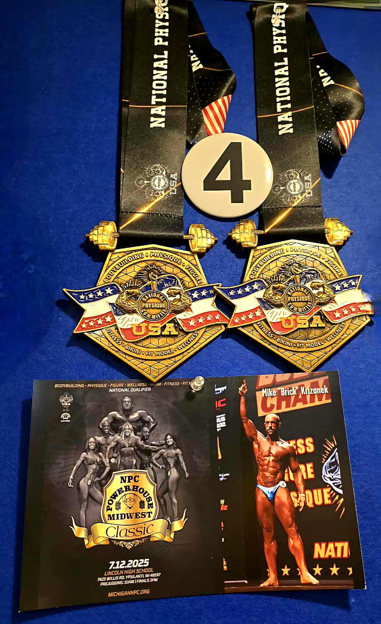 Two gold medals close up