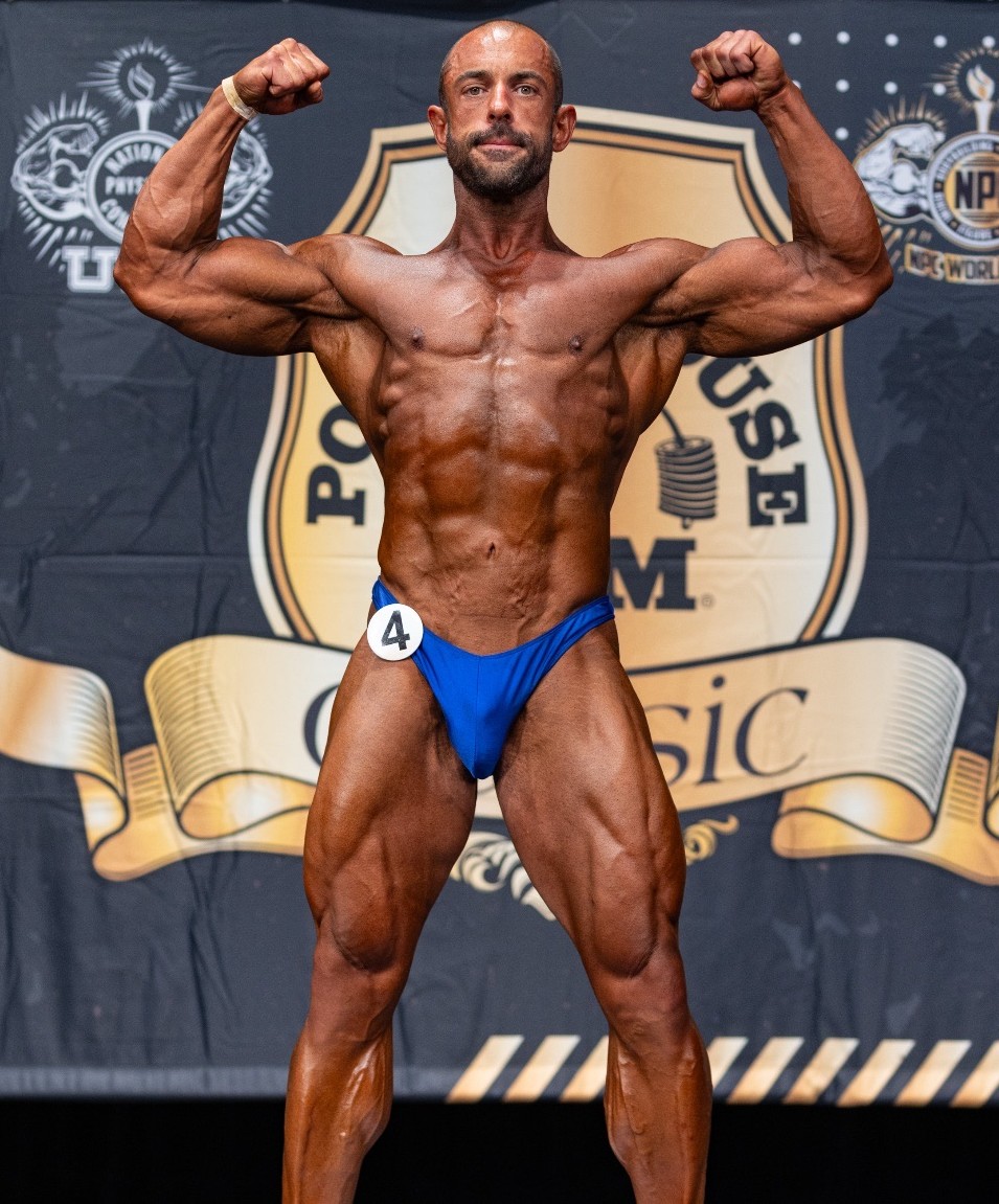Michael Brick Krizanek during a bodybuilding competition
